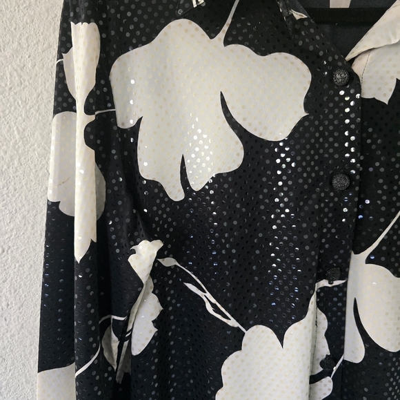 Drapers And Damon's Shimmery Button Up Shirt Women Sz L Floral Glitter Excellen - Picture 5 of 12